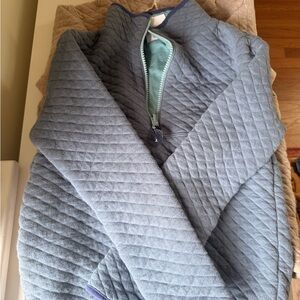 Two Crewcuts Quilted Half-Zip Pullover in Heather Blue and Beige